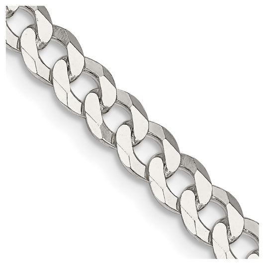 Sterling Silver 5mm Beveled Curb Chain 22 Inches