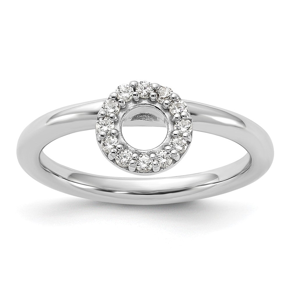 Sterling Silver Stackable Expressions Rhodium-plated CZ O Ring Size -9