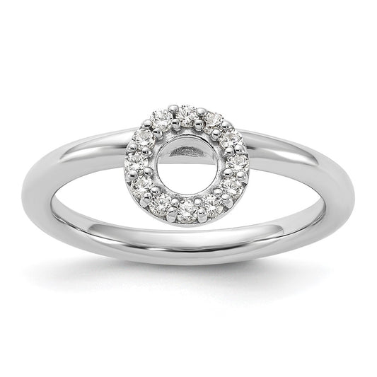 Sterling Silver Stackable Expressions Rhodium-plated CZ O Ring Size -9