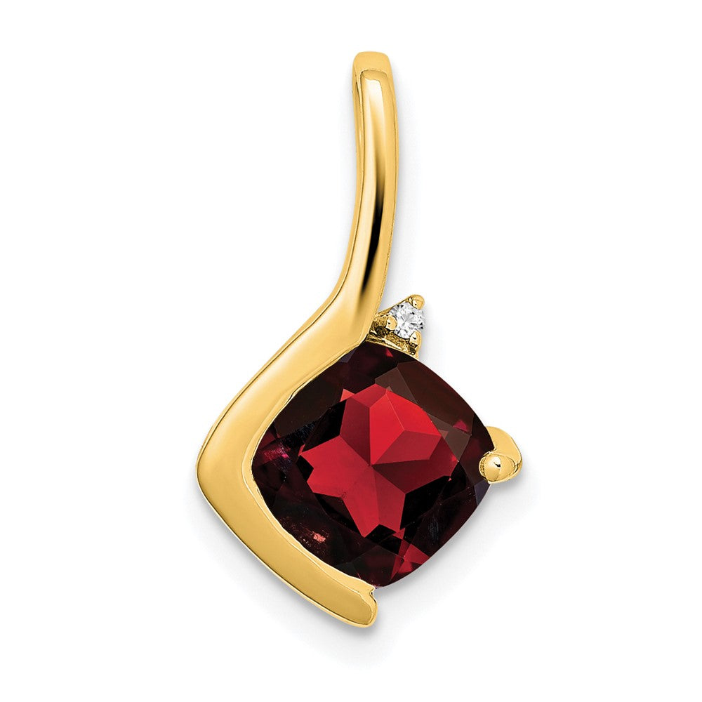 14k Cushion Garnet and Diamond Pendant