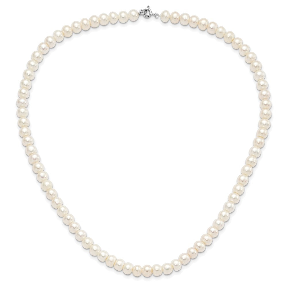 Sterling Silver Rhodium-plated 7-8mm White Near-Round Freshwater Cultured Pearl 18 inch Necklace 18 Inches