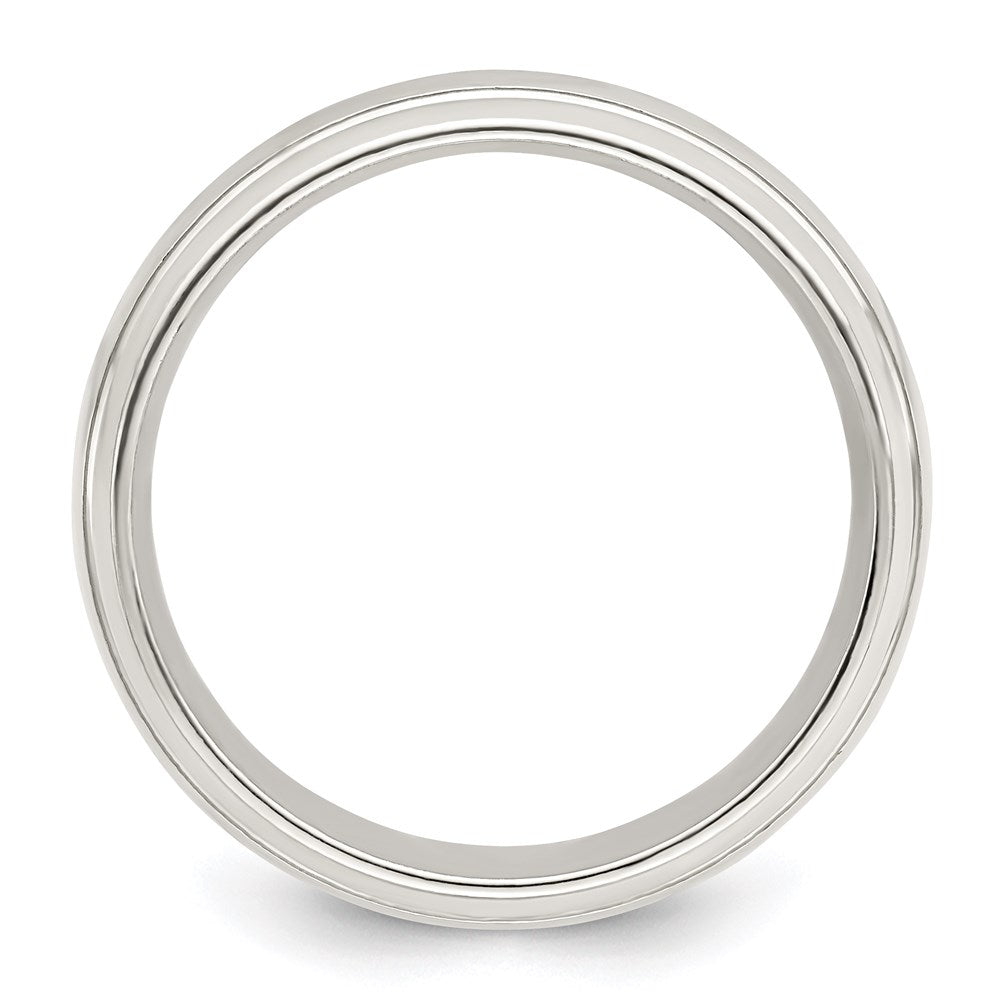 Sterling Silver 6mm Polished Domed with Grooved Beveled Edge Fancy Band Size 9