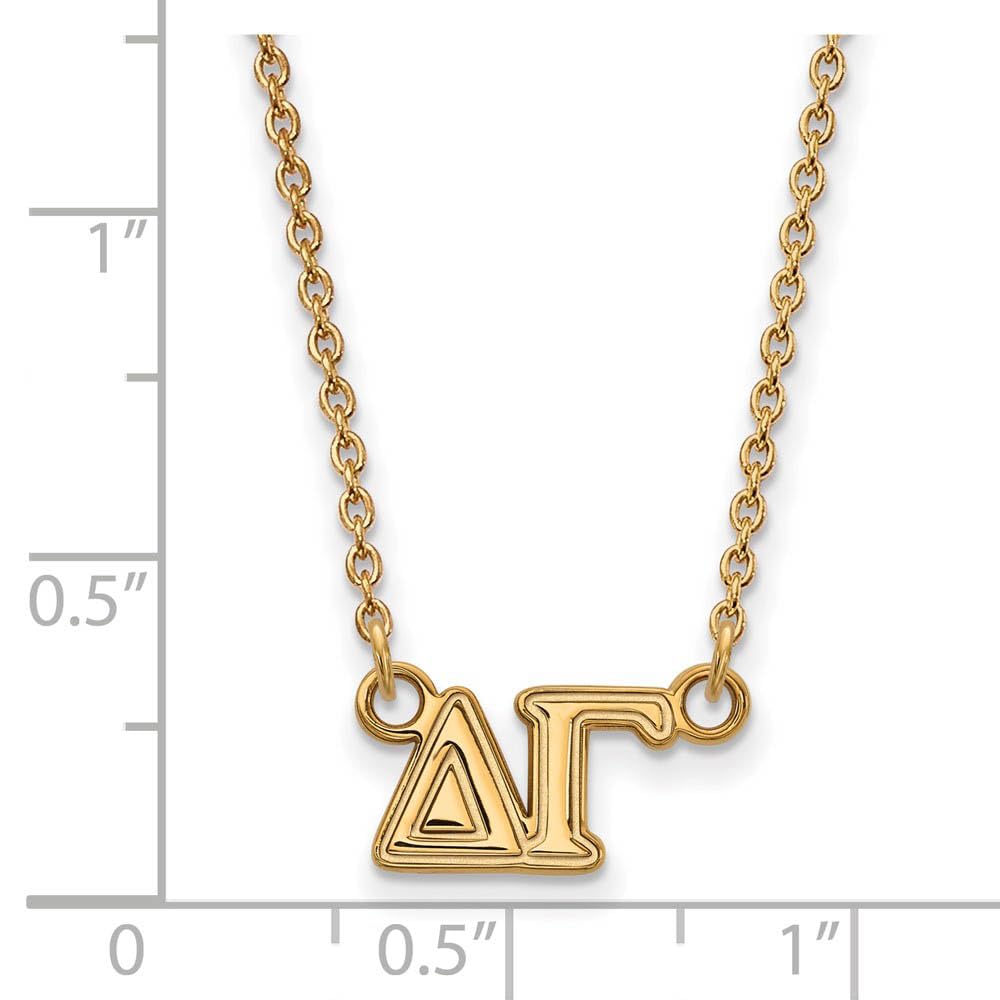 Sterling Silver w/ 14K Yellow Gold-Plated 18in Official Licensed Greek Sororities Delta Gamma (??) Medium Pendant w/ Necklace