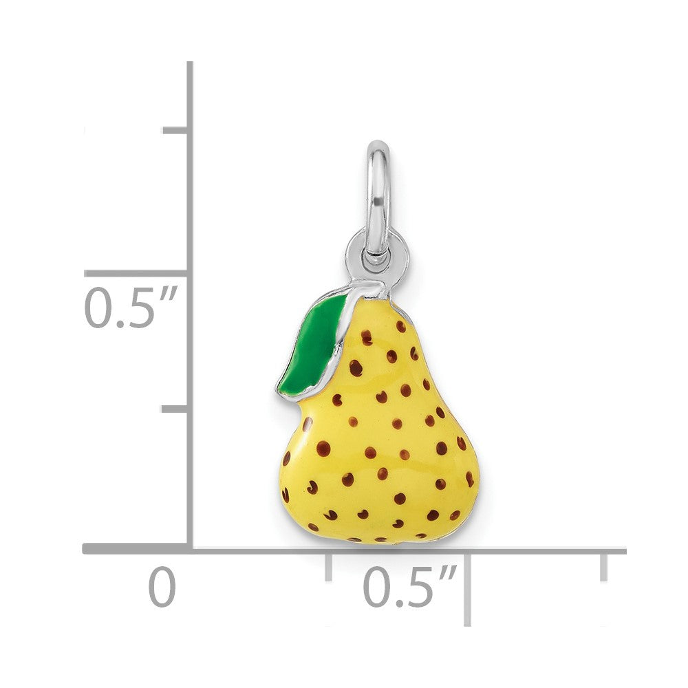Sterling Silver 3-D Polished Enameled Pear Charm
