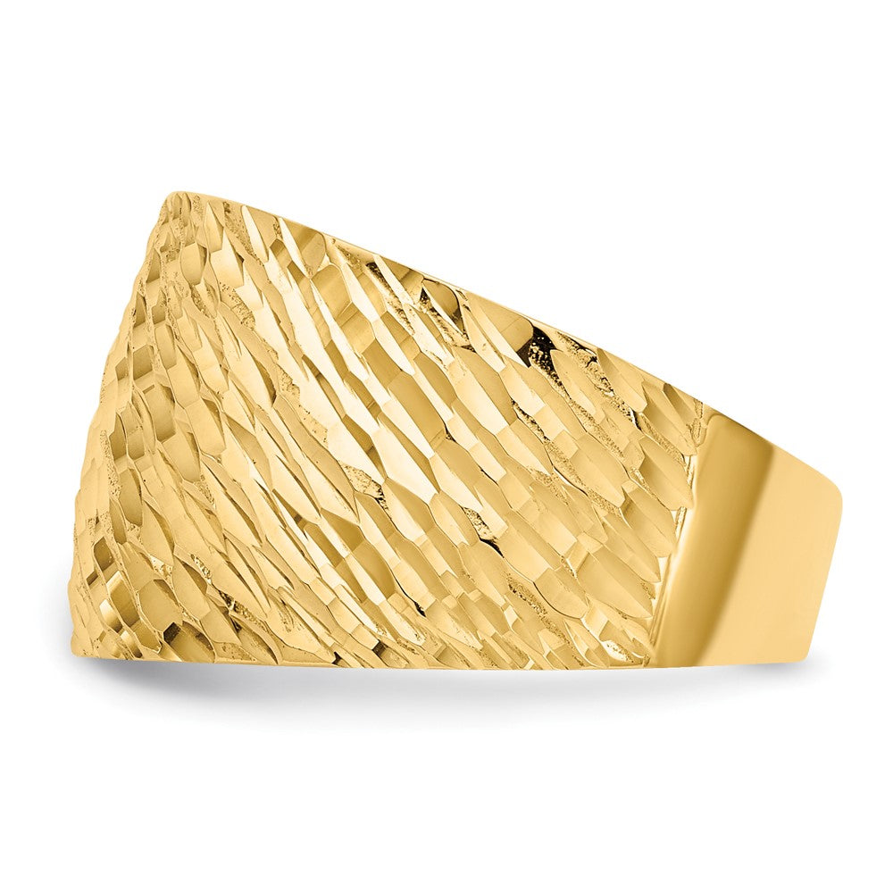 14K Gold Polished Textured Dome Ring Size 7