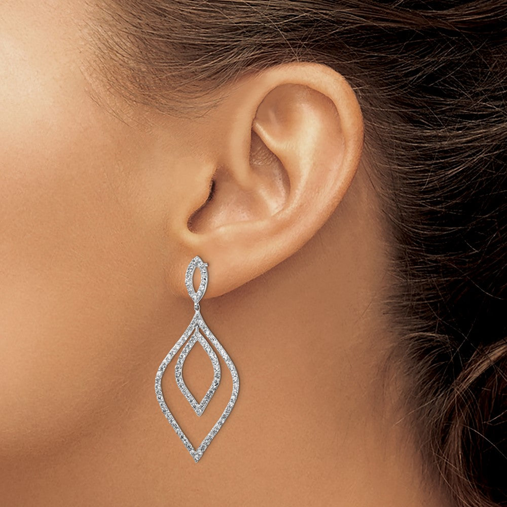 Cheryl M Sterling Silver Rhodium-plated Brilliant-cut CZ Fancy Flames Post Dangle Earrings