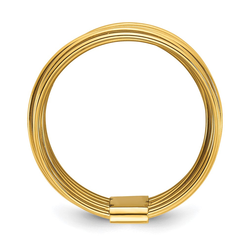 Chisel Stainless Steel Polished Yellow IP-plated Multi-Wire Ring Size - 10
