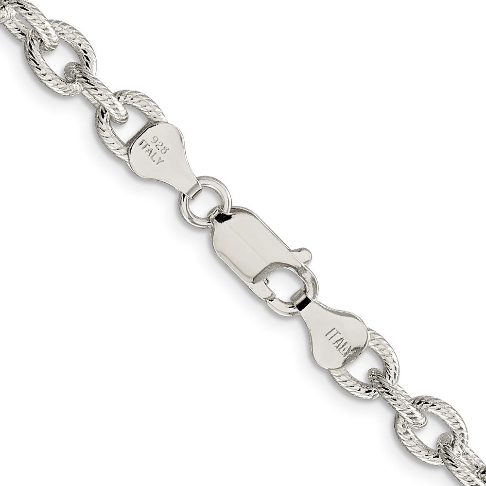 Sterling Silver 6.25mm Fancy Patterned Rolo Chain 30 Inches