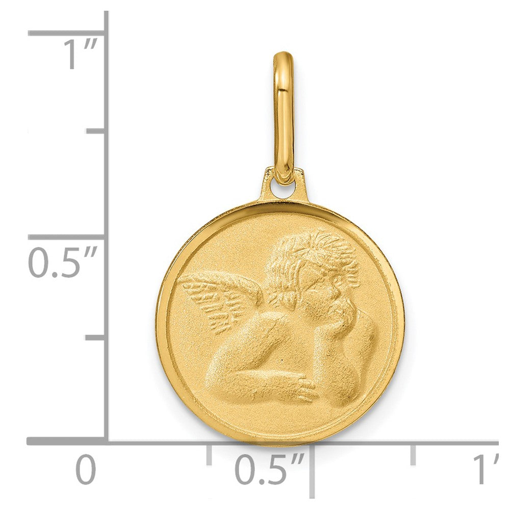 14k Polished and Matte Angel Pendant