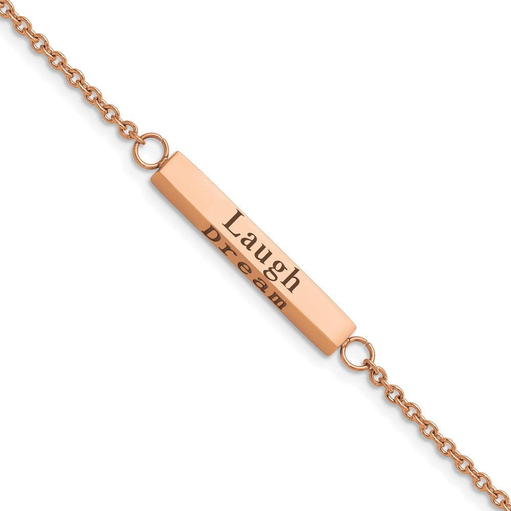 Stainless Steel Polished Rose IP CZ Enjoy the little w/1.5in ext Bracelet 7 inches