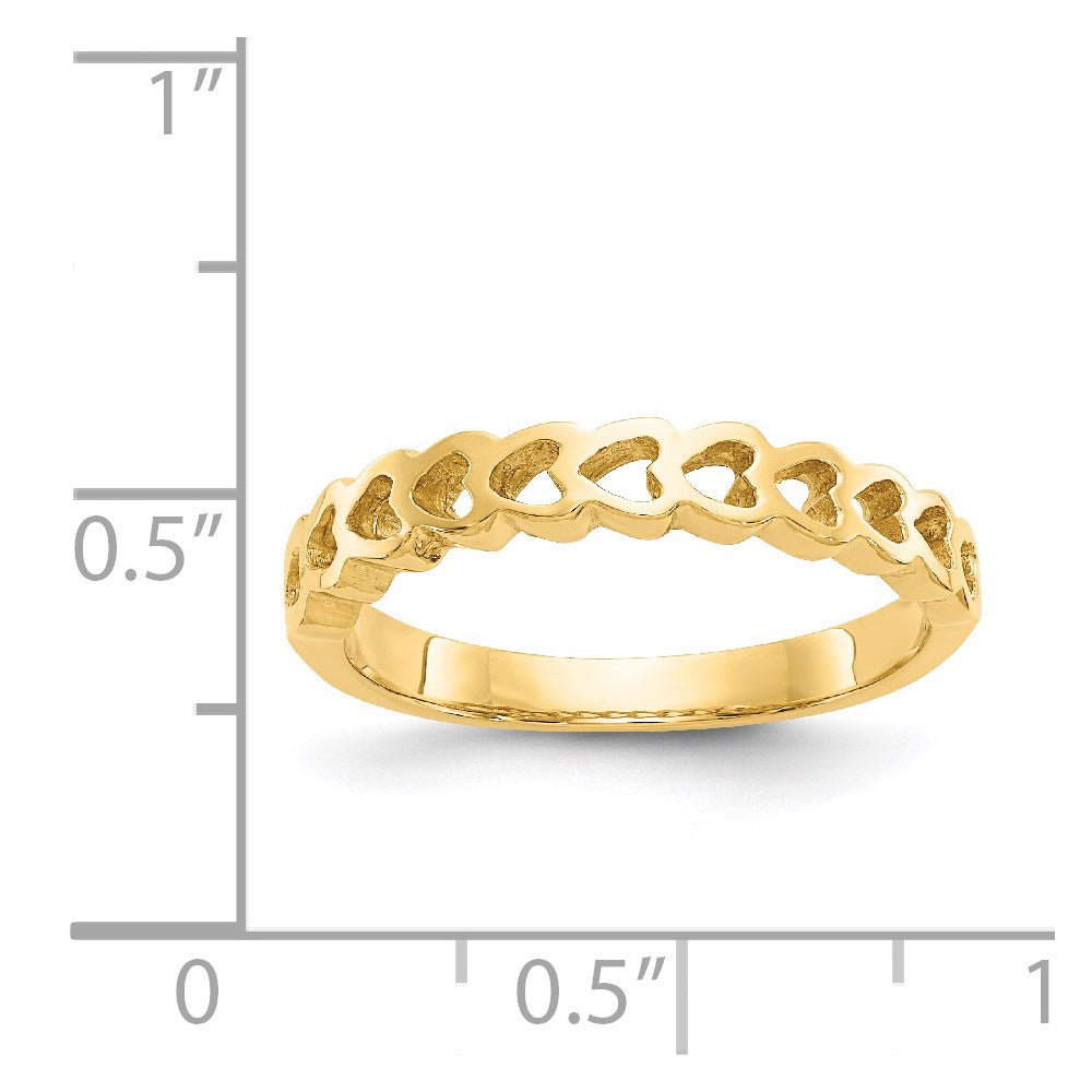 14k Polished Hearts Ring Size 6