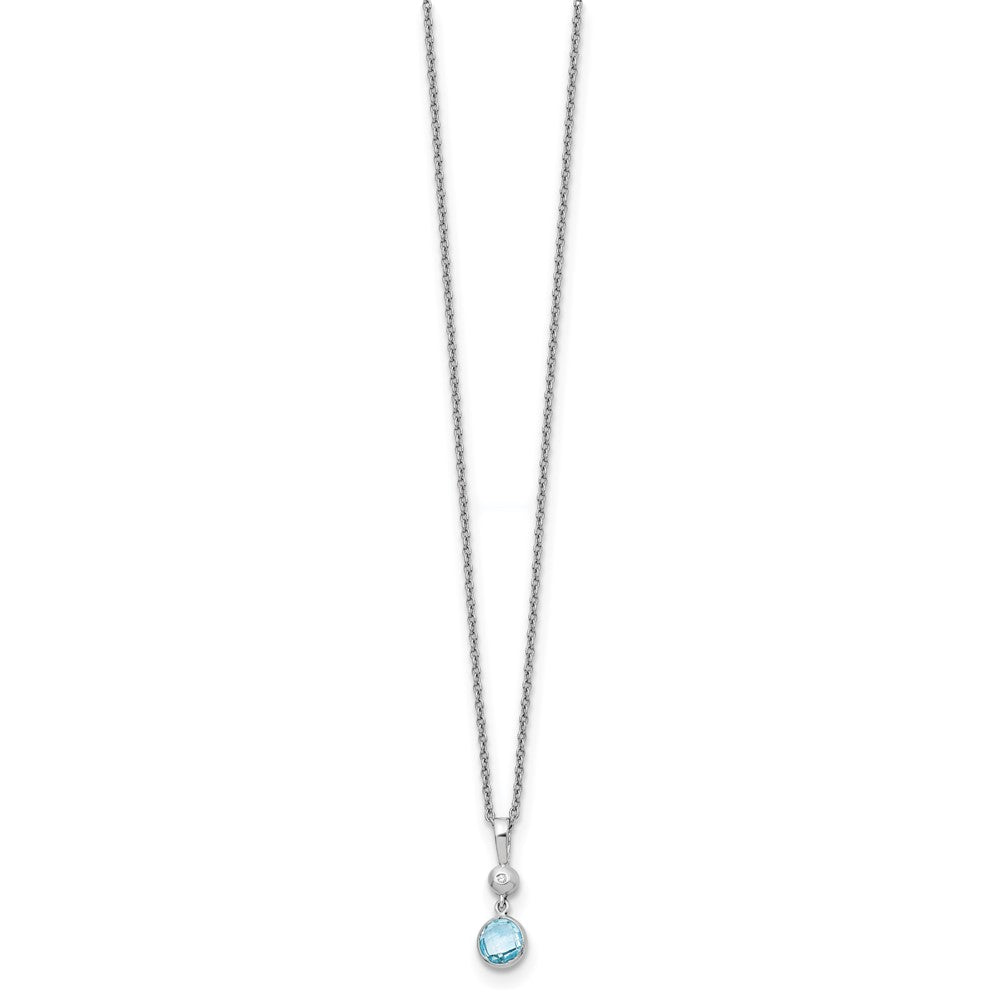 White Ice Sterling Silver Rhodium-plated 18 Inch Blue Topaz and Diamond Necklace with 2 Inch Extender 18 Inches
