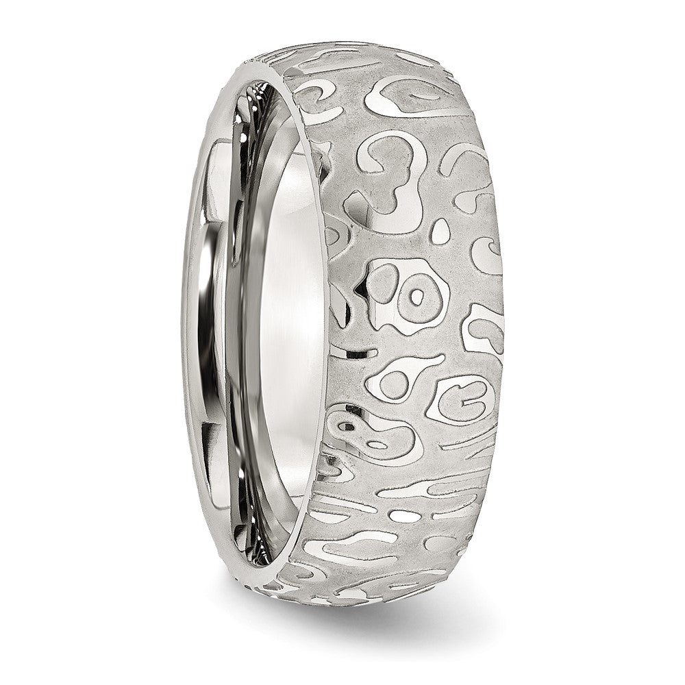 Stainless Steel Brushed & Polished Textured 8mm Band Size - 12