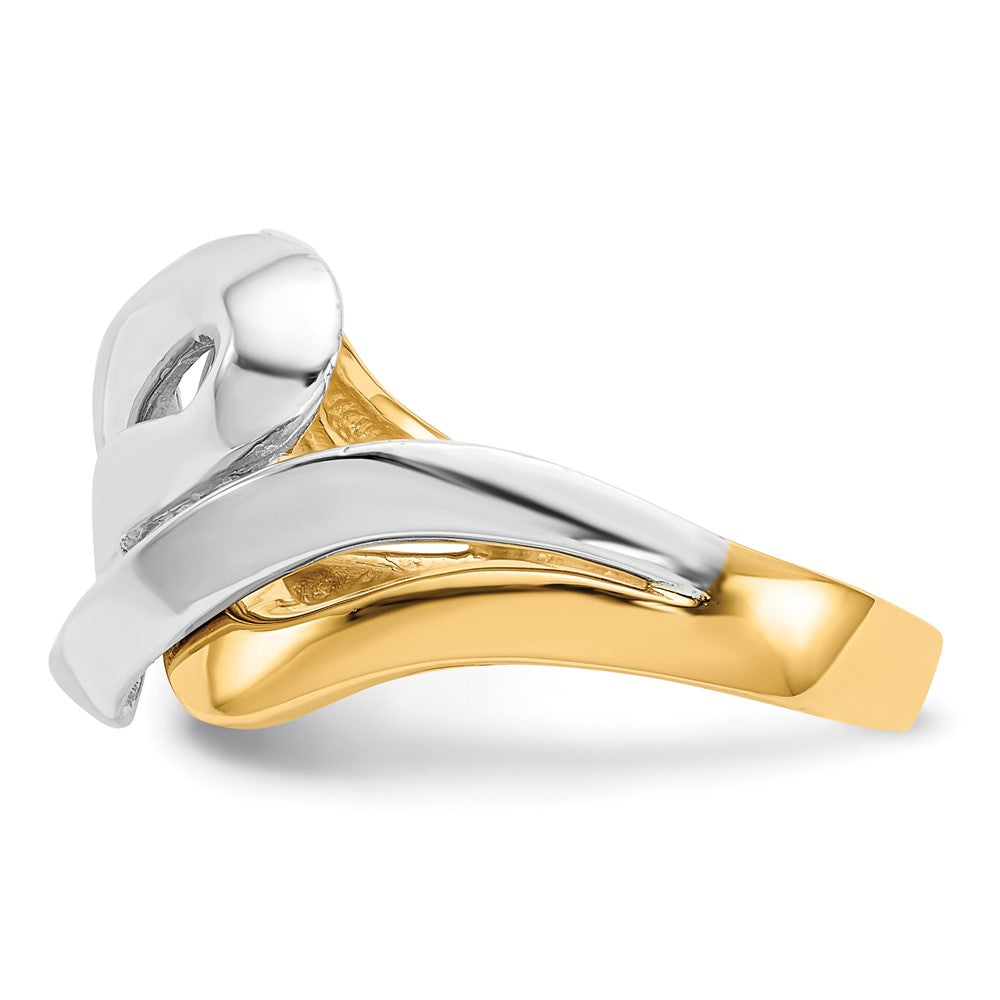 14K Two-Tone Swirl Ring Size 6