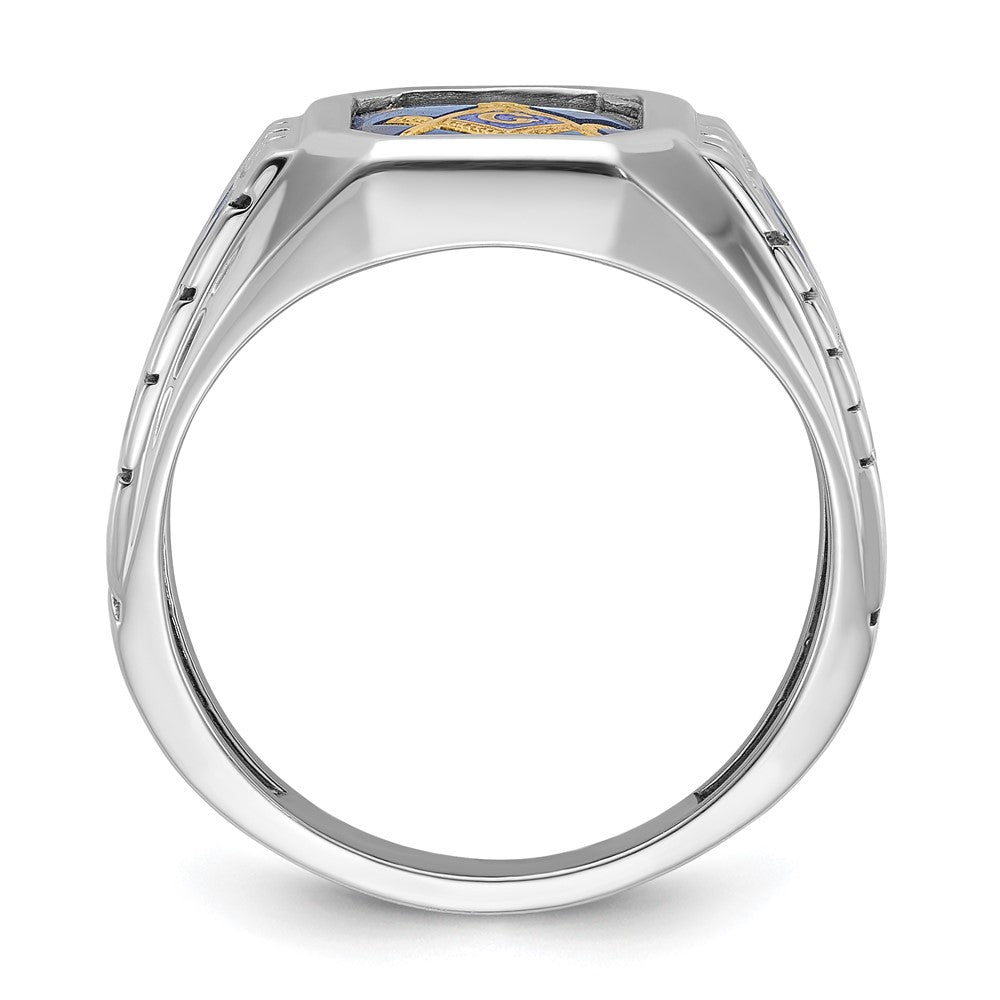 IBGoodman 14k White Gold Men's Polished and Textured Blue Lodge Master Masonic Ring Mounting