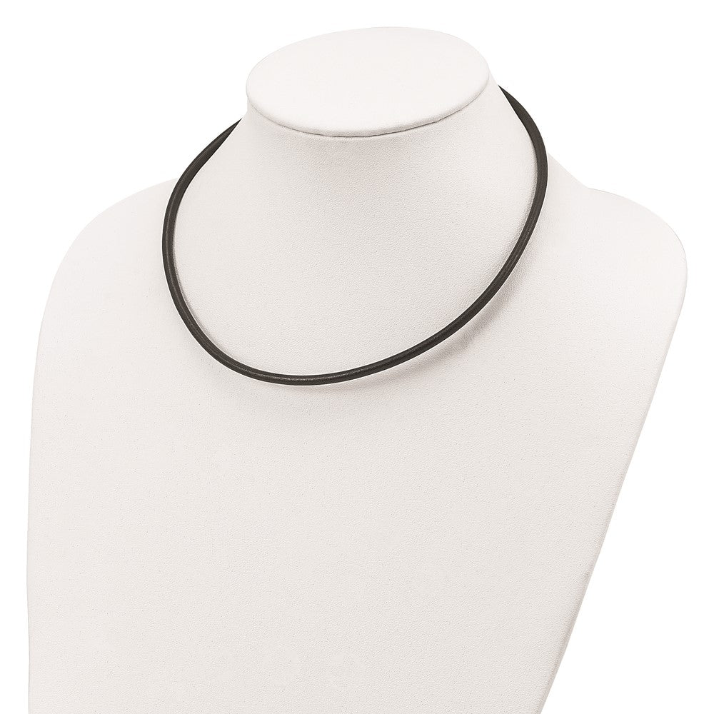 Sterling Silver 18inch 4mm Black Leather Necklace 18 Inches
