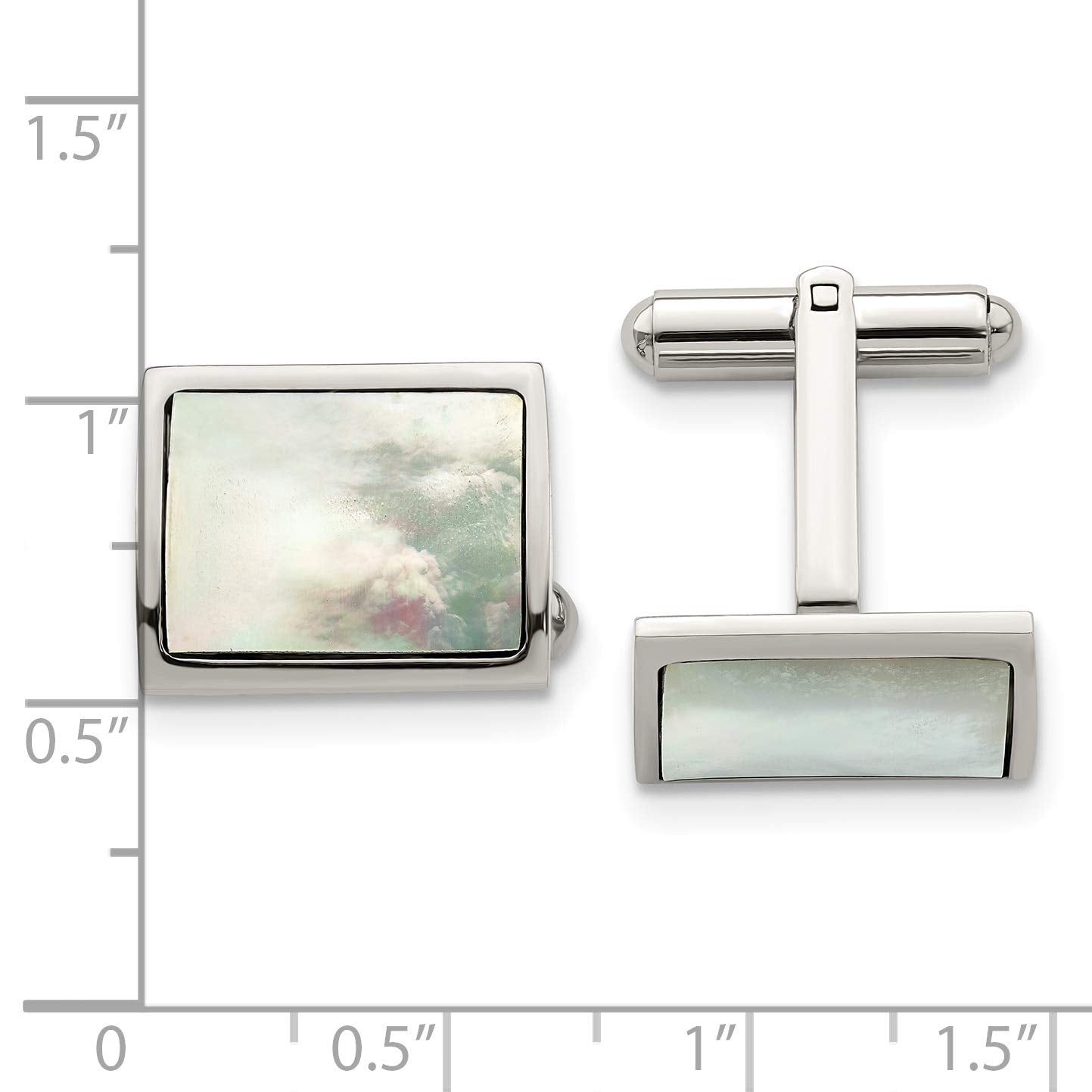 Stainless Steel Polished Mother Of Pearl Cuff Links