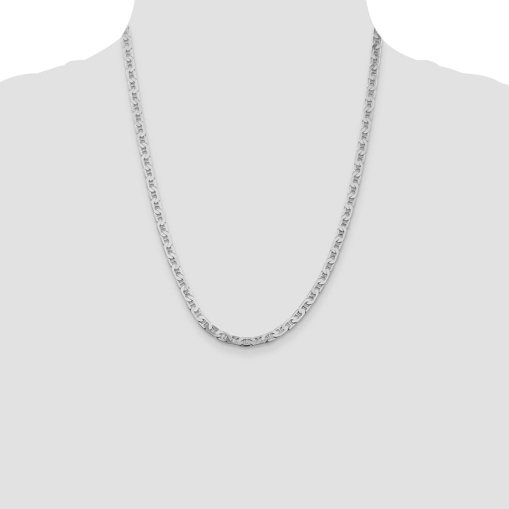 Sterling Silver Rhodium-plated 4.5mm Flat Anchor Chain 22 Inches