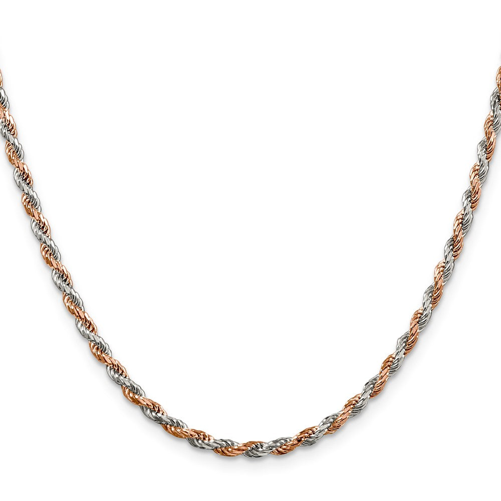 Sterling Silver And Rose Vermeil 2.5mm Diamond-cut Rope Chain 24 Inches