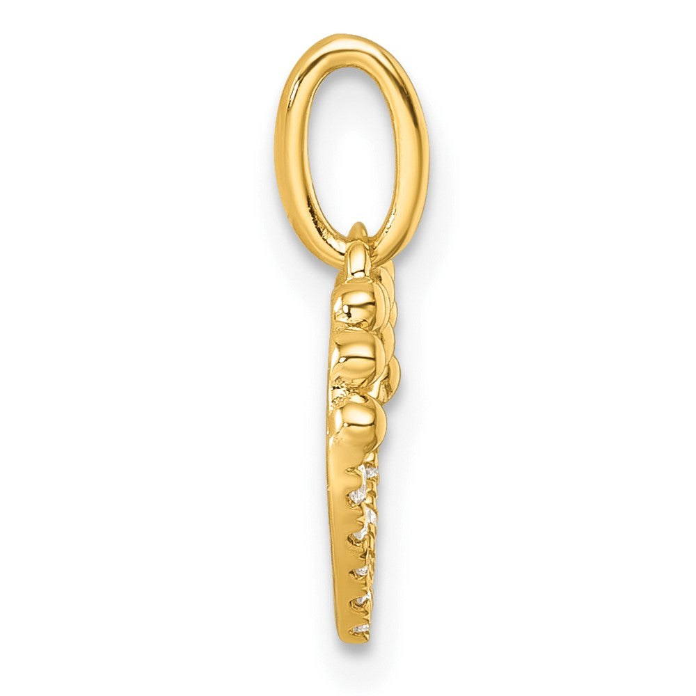 14K Polished Diamond Beaded Heart Pendant