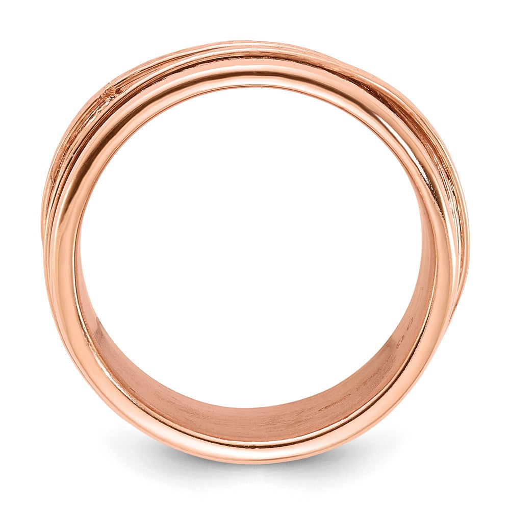 Sterling Silver Rose Gold-Plated Wrapped Textured Size 5 Ring