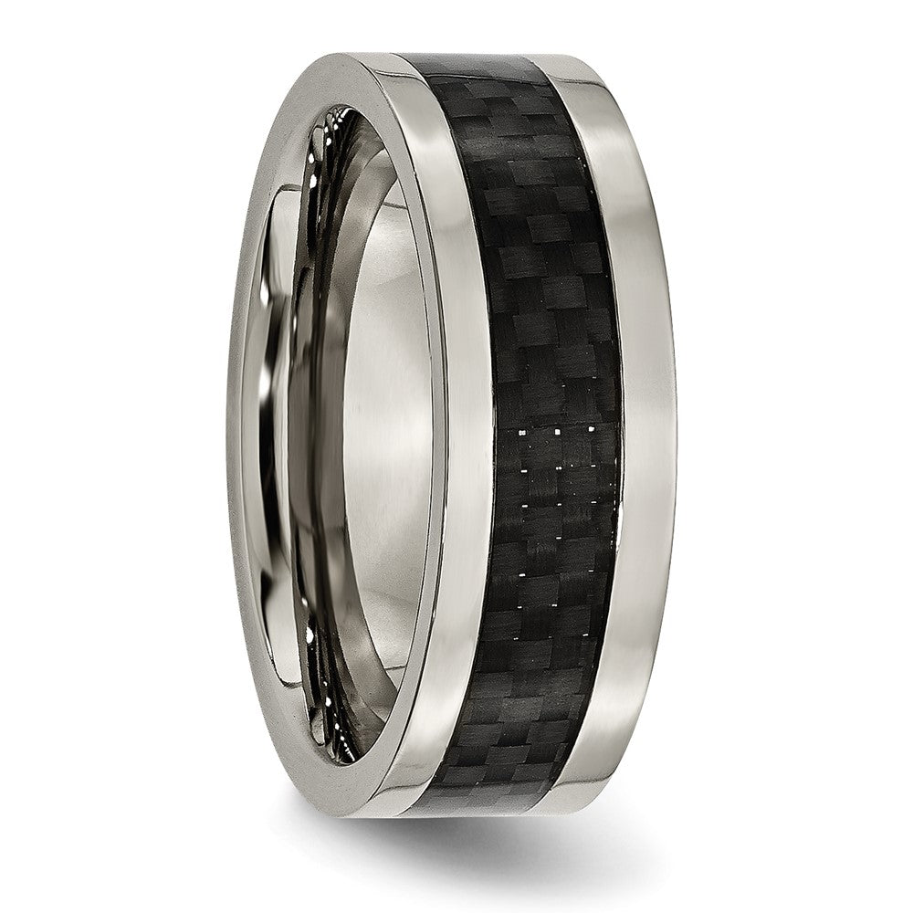 Titanium Polished w/Black Carbon Fiber Inlay 8mm Band Size - 8