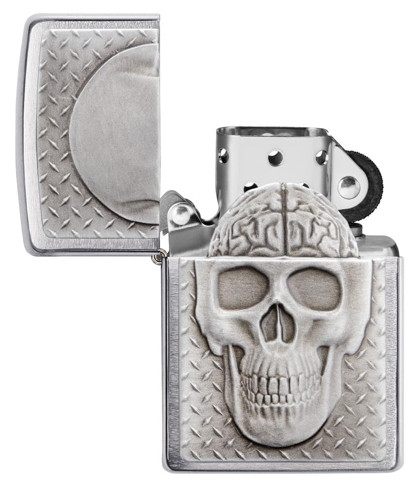Zippo Skull with Brain Surprise Brushed Chrome Pocket Lighter