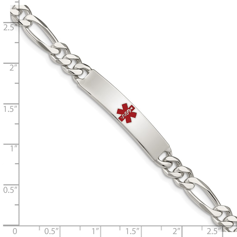 Sterling Silver Polished Medical Figaro Anchor Link ID Bracelet 7.5 inches