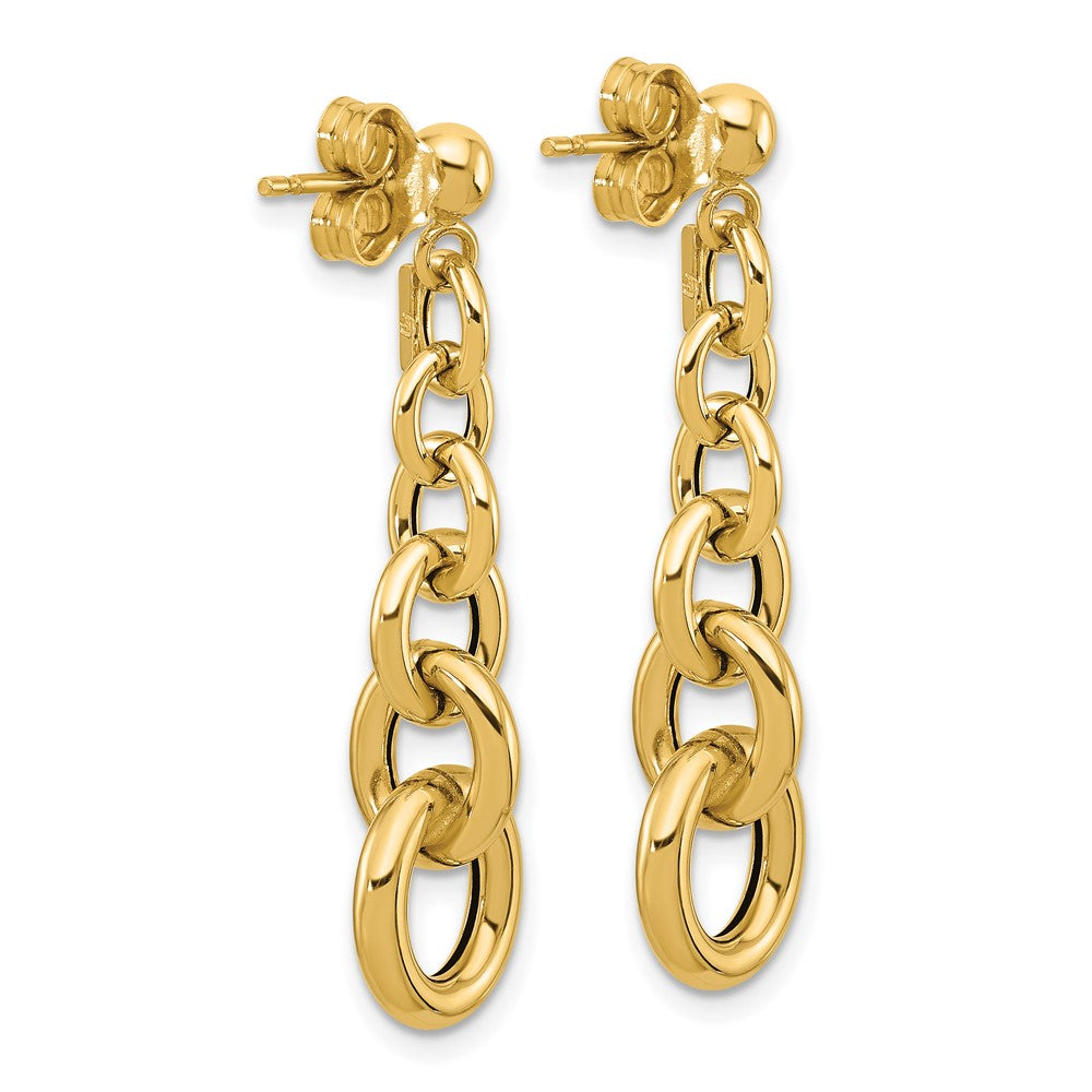 14K Polished Fancy Circle Link Dangle Post Earrings