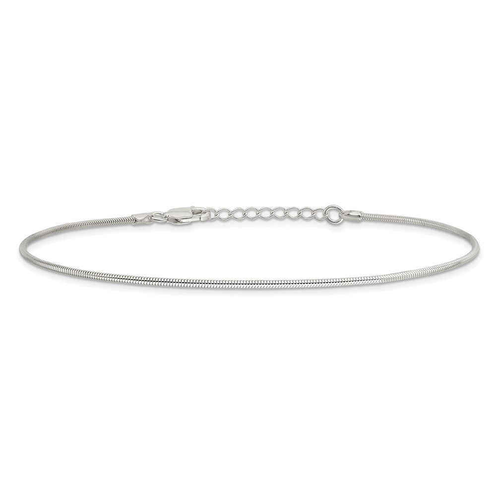 Sterling Silver 1.5mm Round Snake Chain 9in Plus 1in ext. Anklet 9 inches