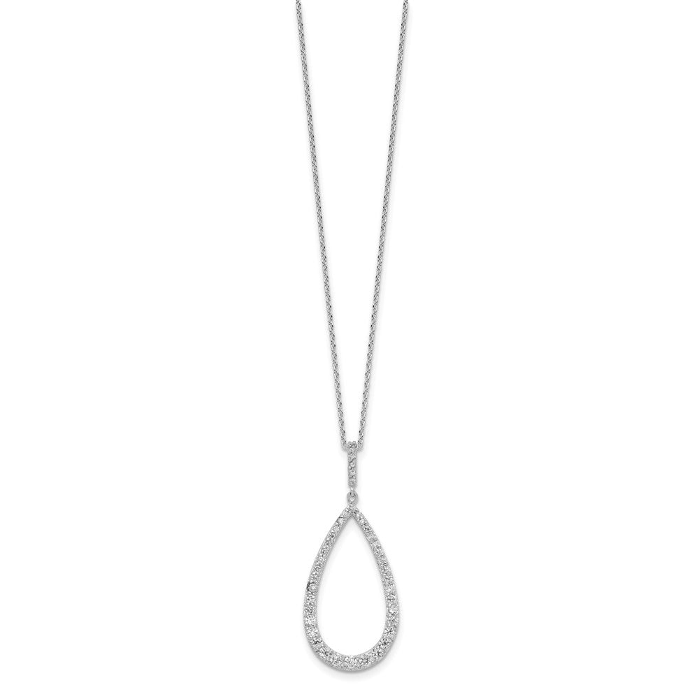 Cheryl M Sterling Silver Rhodium-plated Brilliant-cut CZ Open Pear Shape 18 Inch Necklace 18 Inches