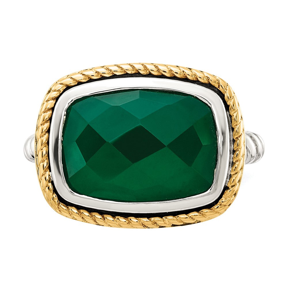 Sterling Silver w/14k Green Onyx Ring