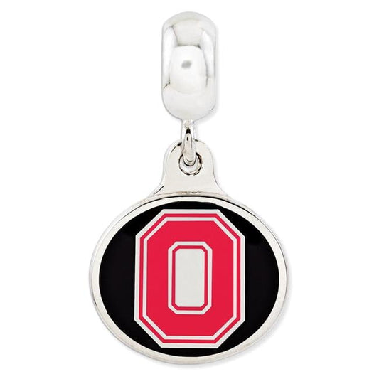 Sterling Silver Ohio State University Collegiate Enameled Dangle Bead