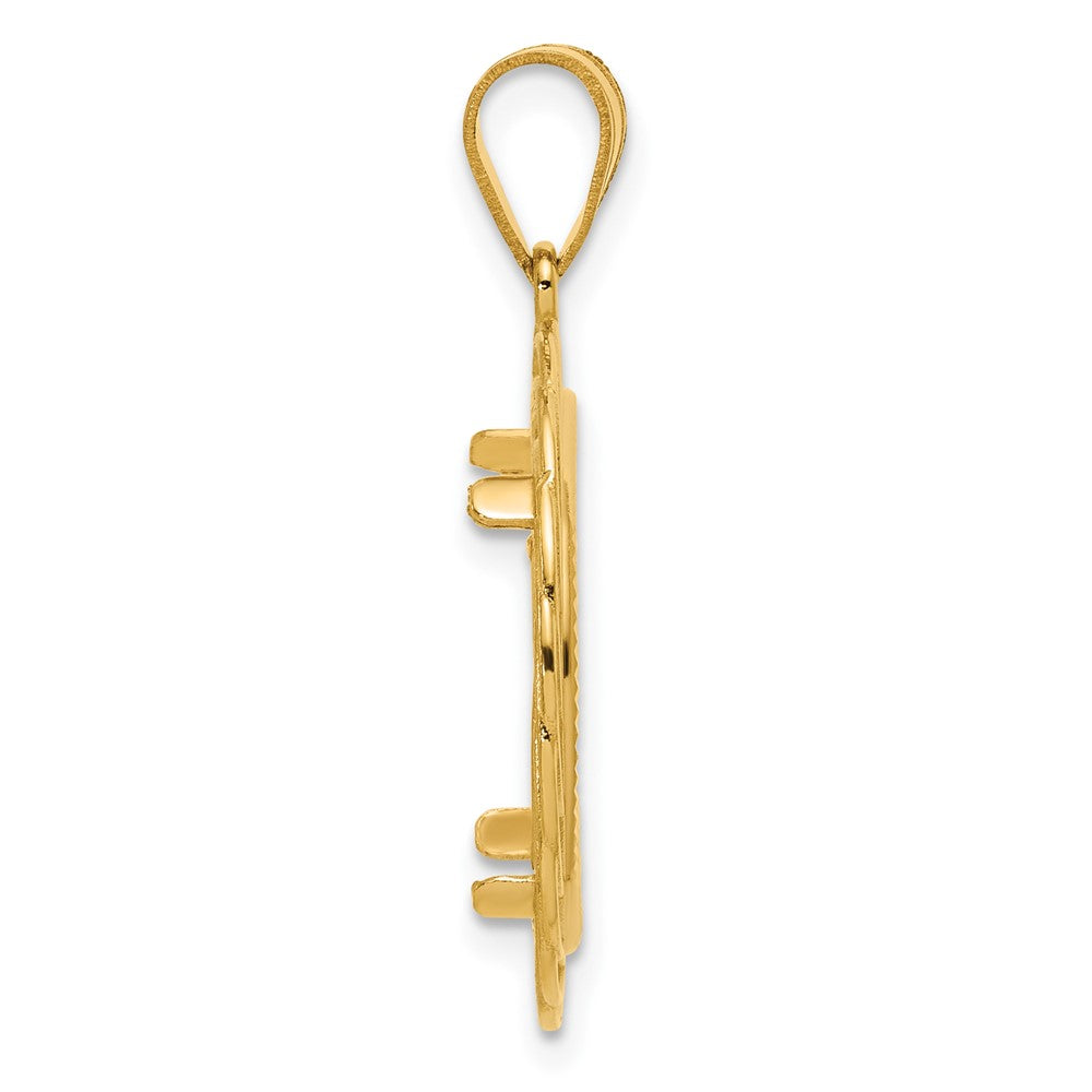 14k Diamond Cut Triple Loop with 16.5mm Prong Coin Bezel Pendant