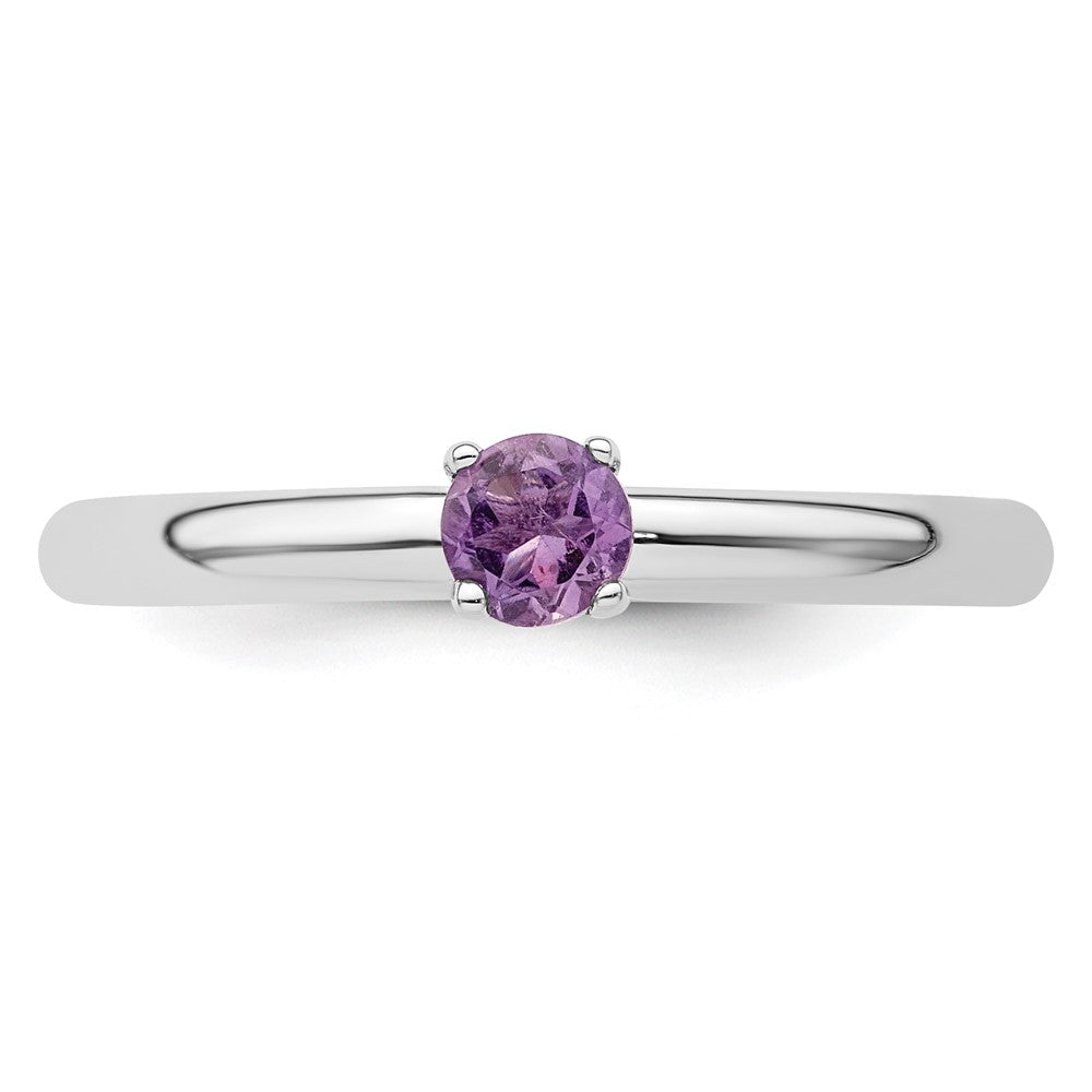 Sterling Silver Stackable Expressions Rhodium Amethyst Ring