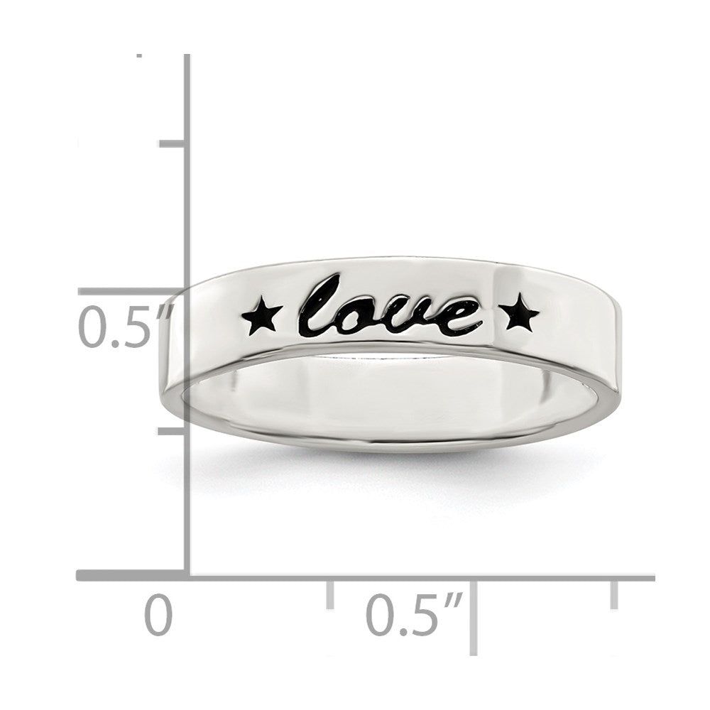 Sterling Silver Antiqued & Polished Love Ring