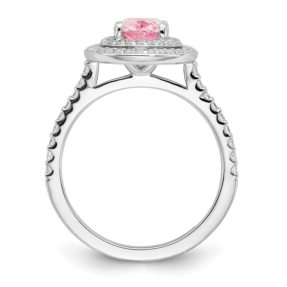 Sterling Silver Pink and White CZ Ring