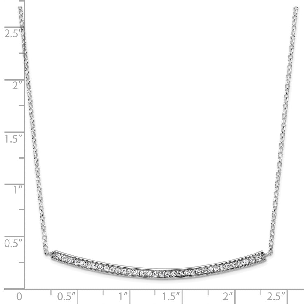 Sterling Silver Rhodium-plated CZ w/2in ext. Bar Necklace 16 Inches