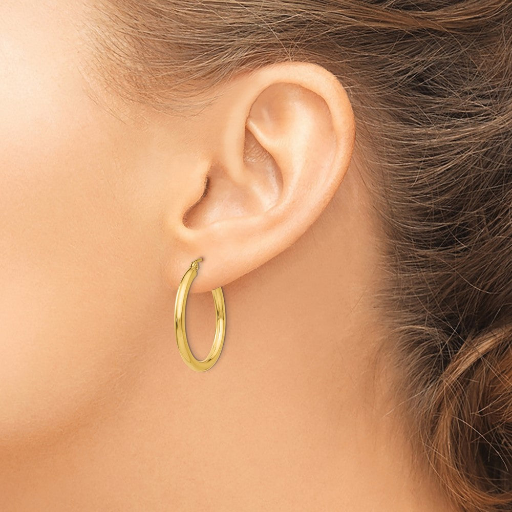 10k Polished 2.5mm Lightweight Tube Hoop Earrings