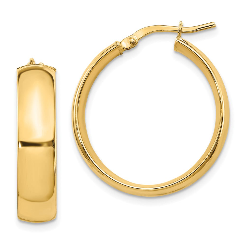 14K 6mm High Polished Hoop Earrings