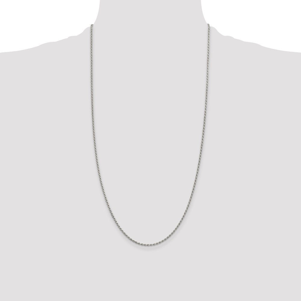 Sterling Silver 1.7mm Diamond-cut Rope Chain 28 Inches