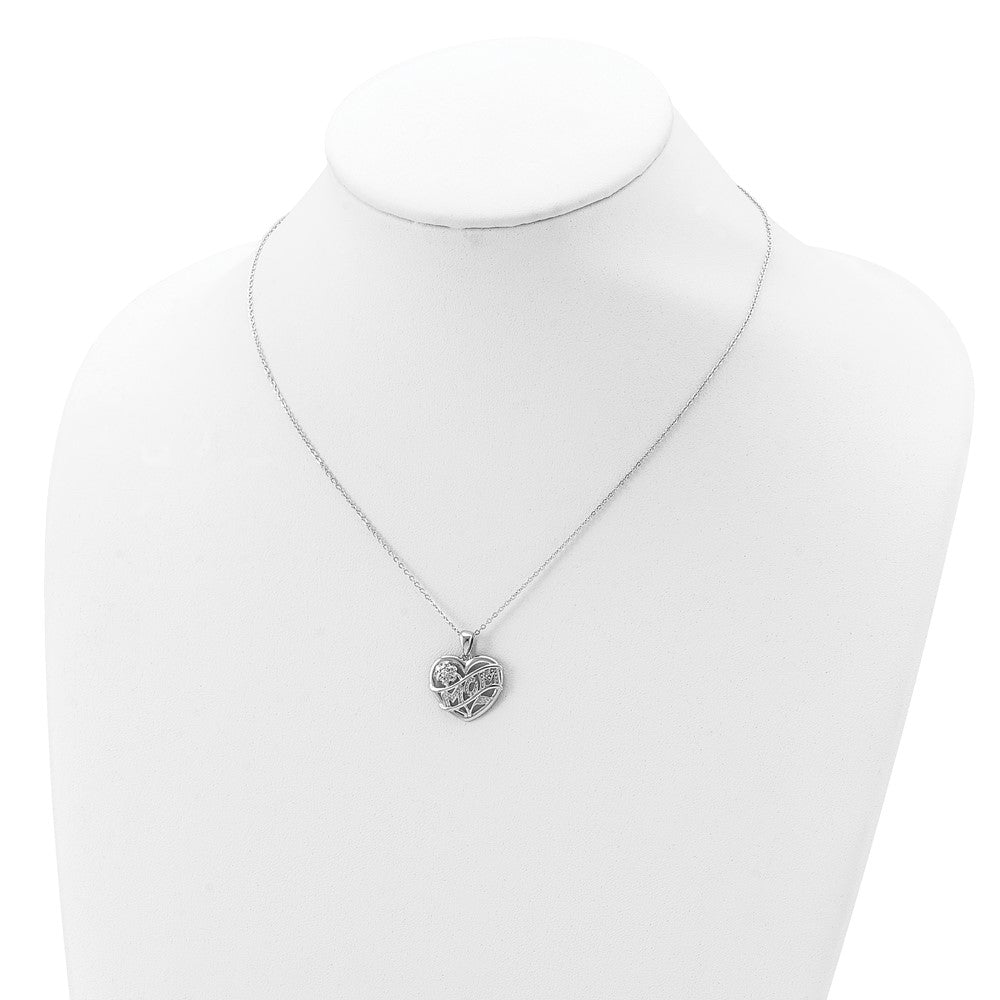 Sterling Silver Rhodium-plated MOM Necklace 18 Inches