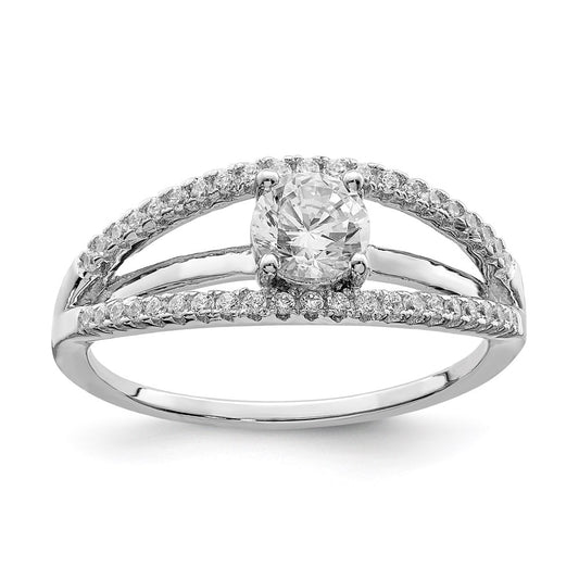 Sterling Silver Rhodium-plated CZ Ring