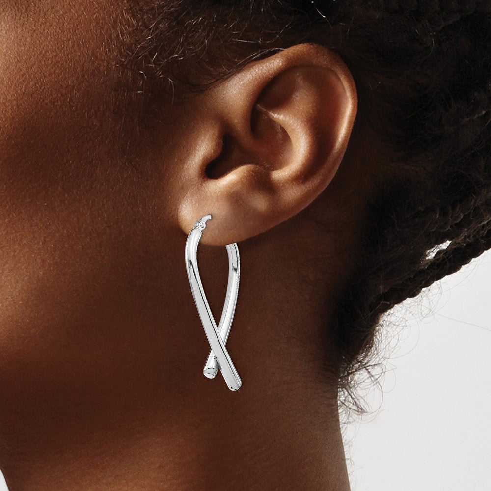 Sterling Silver Rhodium-plated Polished Post Dangle Earrings