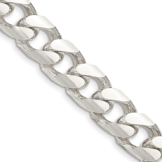 Sterling Silver 11mm Domed w/ Side D/C Curb Chain 26 Inches
