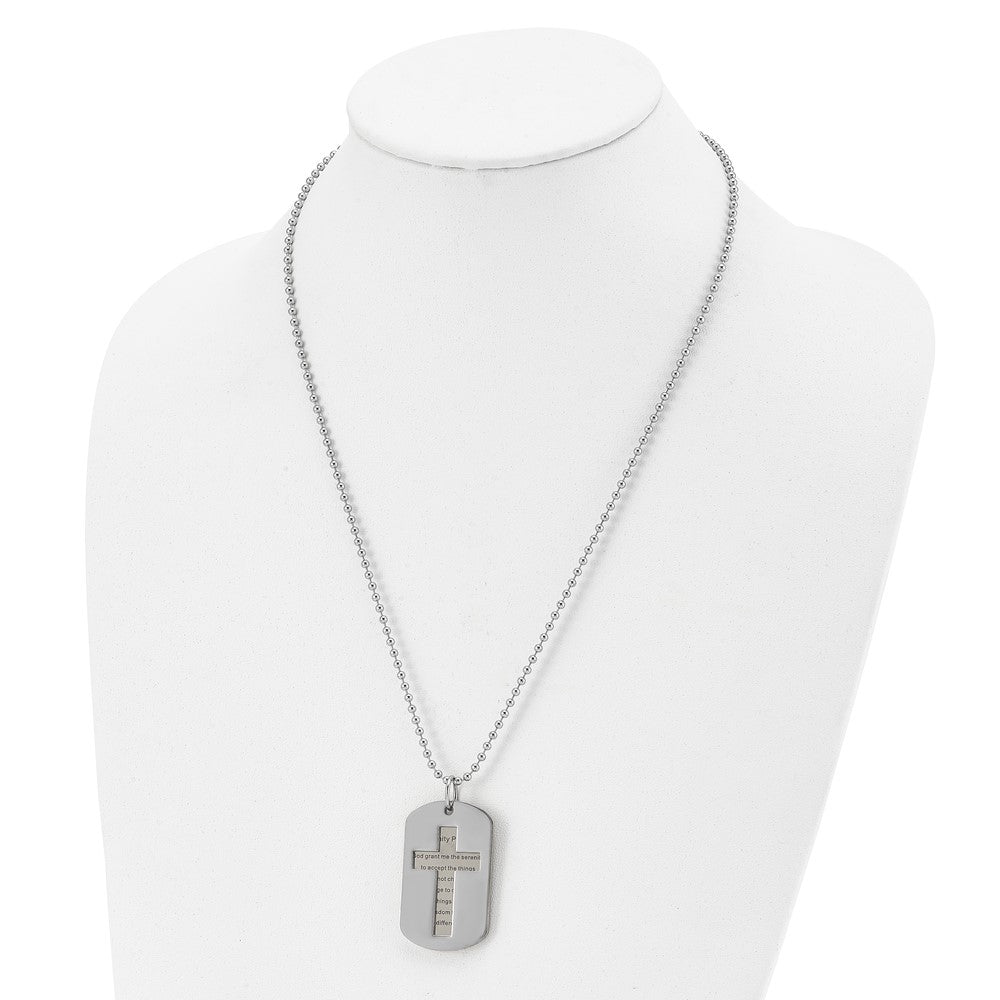 Stainless Steel Polished Yellow IP-plated 2 Piece Serenity Prayer Necklace