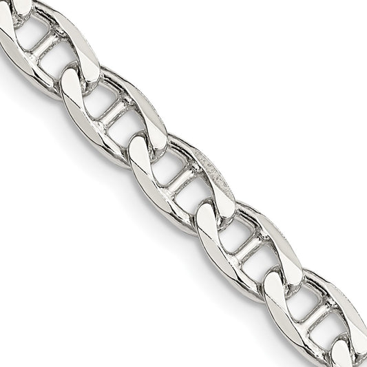 Sterling Silver 5.7mm D/C Flat Anchor Curb Chain 24 Inches