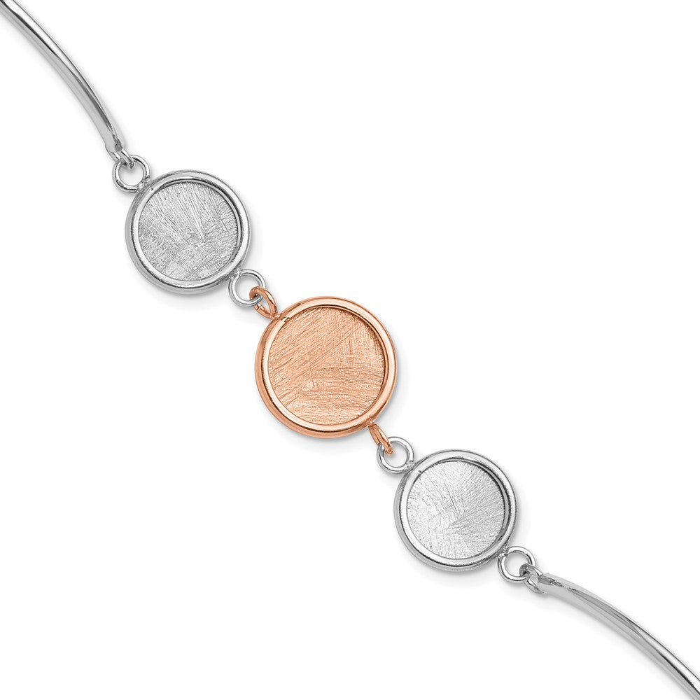 SS Rh-plat/Rose-tone Radiant Essence Polished/Scratch Bracelet 6  inches
