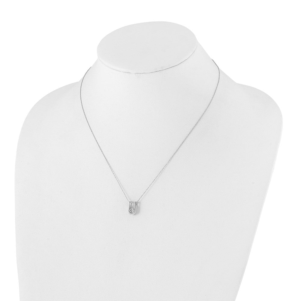 14k White Gold 1/3 carat Lab Grown Diamond VS/SI+ G+ 18 inch U-Shape Pendant Necklace