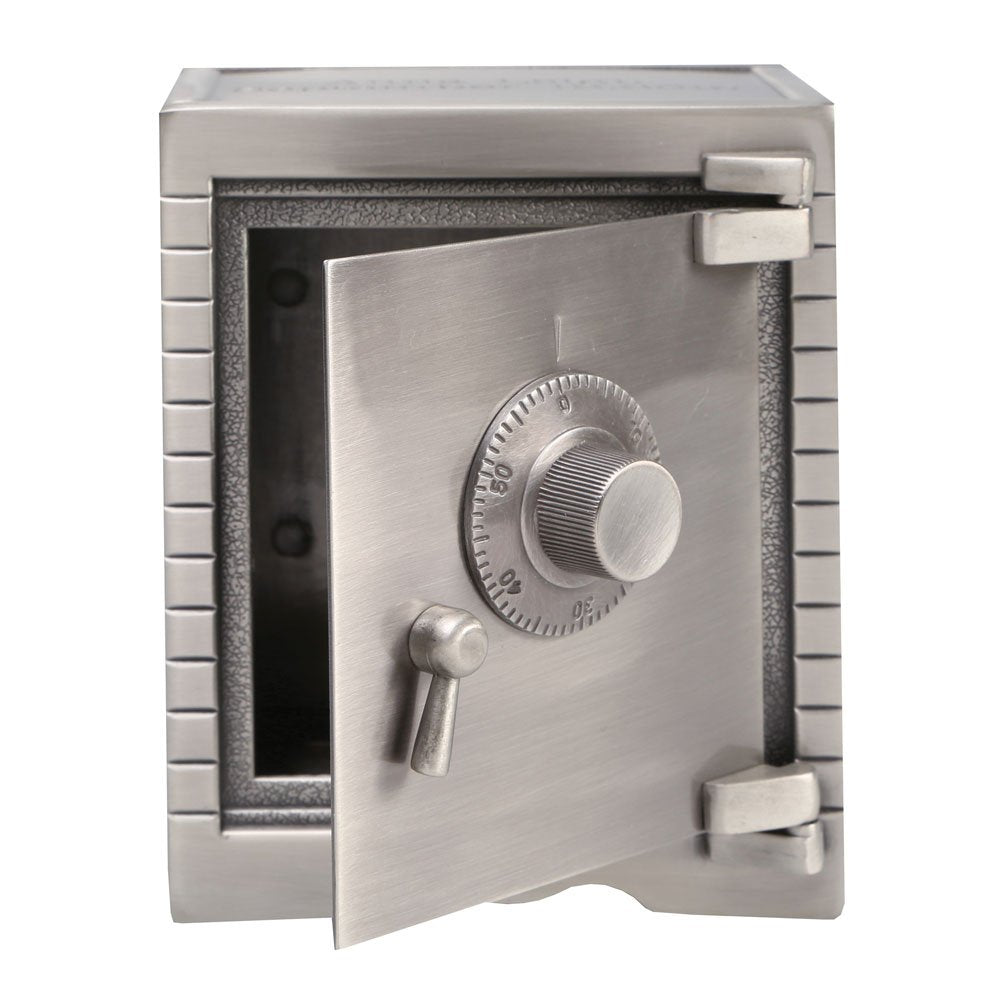 Contemporary Home Living 5" Silver Stainless Steel Vault Design Coin Bank